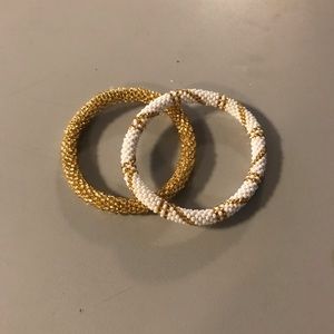 Gold and white bracelet set